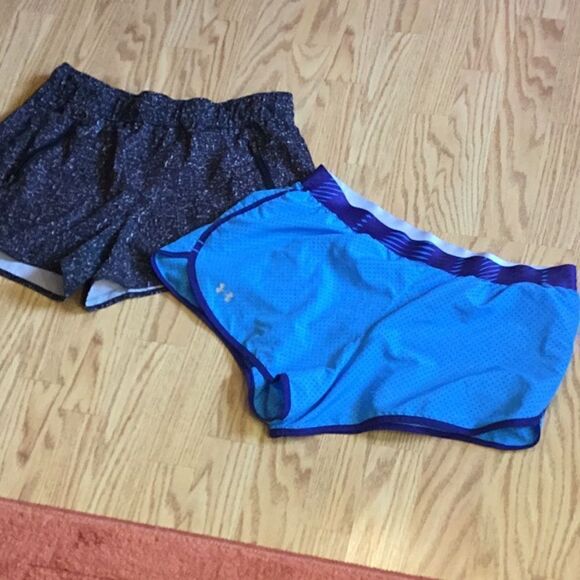 2 pair athletic shorts, both size medium, 1 blue, 1 black & white - Picture 2 of 12